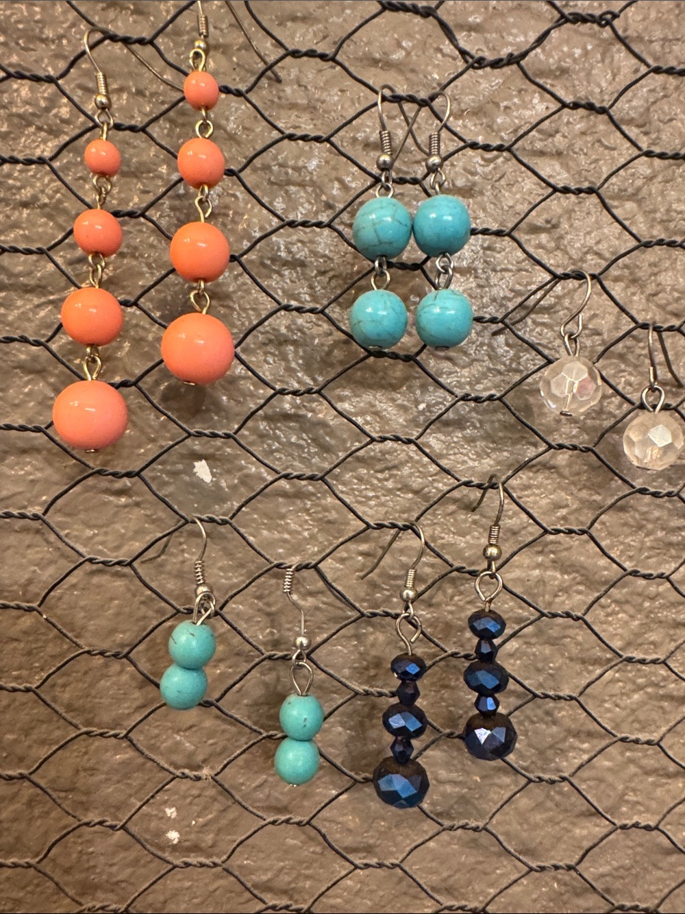 Handmade Coral and Turquoise Beaded Drop Earrings - Women Jewelry